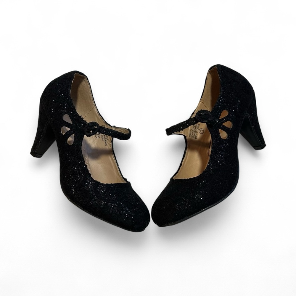 Chase + Chloe Sparkly Black Mary Jane Heels ✨ 3” Heel Size 7 1/2